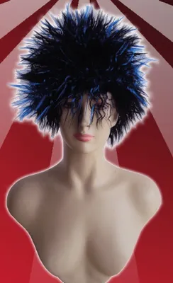 Produktbild von Original Foxxeo Schwarz Blaue Stachelperücke Perücke Stacheln Igelperücke Igel Technoperücke