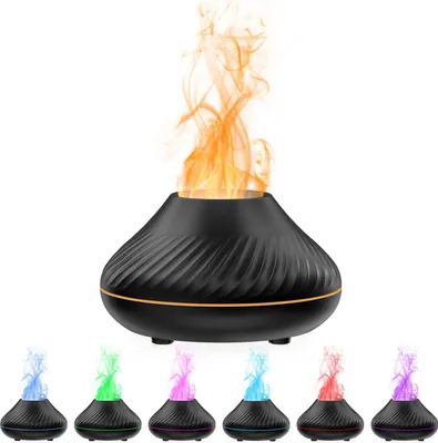 Produktbild von Flammen-Nebel-Luftbefeuchter Air Aroma Diffuser Luftbefeuchter fuer aetherische oele mit 7-Farben-Nachtlicht, USB-Luftbefeuchter fuer Zuhause, Buero, Schlafzimmer, Babyzimmer