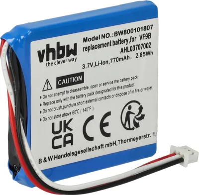 Produktbild von vhbw Akku Ersatz für TomTom VF9B, AHL03706001, AHL03707002, VF9 für GPS Navigation Navi (770 mAh, 3,7 V, Li-Ion)
