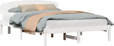 Produktbild von vidaXL Bettrahmen mit Kopfteil Weiß 160 x 200 cm Massives Kiefernholz