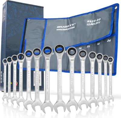 Produktbild von 14tlg Maulring-Ratschen-schlüssel-Set-Satz 8-24mm Gabelschlüssel Ratschen-Set