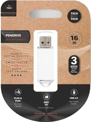 Produktbild von TECH ONE TECH TEC3005-16, 16 GB, USB Typ-A, 2.0, Kappe, Weiß