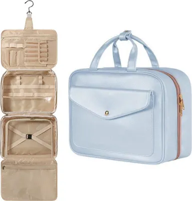 Produktbild von INF Faltbare Hänge-Reise Kulturtasche - Klein, Wasserdicht & Groß Blau