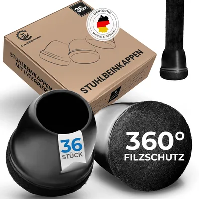 Produktbild von Stuhlgleiter 21-27 mm, 36 Stück, schwarzer Filz, für schräge Stuhlbeine
