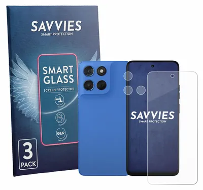 Produktbild von 3x Savvies Schutzglas Folie für Motorola Moto G57 (Display+Kamera) 9H Panzer Schutzfolie Glas Displayschutz klar transparent