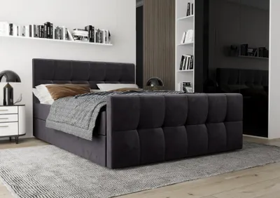 Produktbild von AX LIVING Boxspringbett 160x200 mit Bettkasten Settlio in Grau – Komfort & Stil