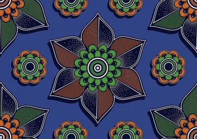 Immagine prodotto di OUTDOOR DECOSTOFFE OXFORD - Motivo geometrico di fiori su sfondo blu I DR246