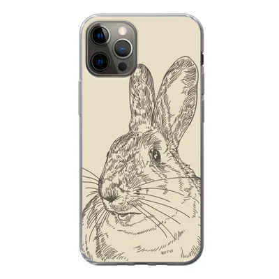 Produktbild von MuchoWow® Handyhülle Schutzhülle Hülle für iPhone 13 Pro Vintage-Illustration eines Kaninchens Silikon Softcase Handy Hülle - Handy-Tasche
