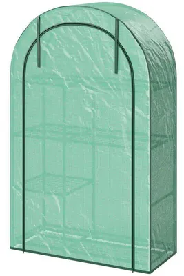 Image de Mini serre - Étagère à plantes à 4 niveaux - Film plastique - Porte coulissante - Portable - 100x45x160 cm - Vert armée