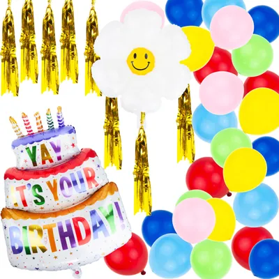 Image de Guirlande de ballons Set de ballons en plastique Gâteau Fleur Anniversaire Glands