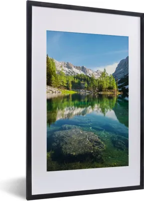 Produktbild von MuchoWow® Gerahmtes Poster Wasser - Berge - Felsen 40x60 cm - Poster mit Schwarzem Bilderrahmen Wandposter Rahmen Foto Bilder - Poster in Rahmen