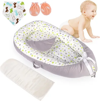 Image de 3 elements set-Baby Nestchen,crachoirs, gants, Baby Nestchen für neugeborene Jungen und Mädchen, Galaxis