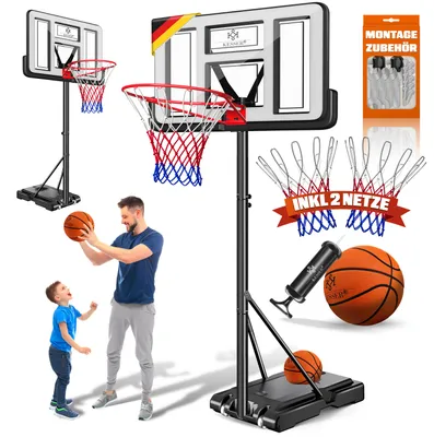 Produktbild von KESSER® Mobiler Basketballständer Basketballkorb 160-210cm Set mit Ball & Pumpe