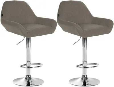 Produktbild von CLP 2er Set Barhocker höhenverstellbar Braga, mit Stoffbezug und Fußstütze | Farbe taupe Gestell Farbe chrom