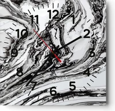 Produktbild von Wanduhr - Quadrat - Glasuhr - Abstraktion modern - 30x30cm - Schleichendes Uhrwerk - Lautlos - zum Aufhängen bereit - Dekoration Modern - Wanddekoration aus Glas - C4AC30x30-4083