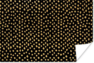 Produktbild von MuchoWow® Poster Ockergelb - Schwarz - Tupfen - Muster 60x40 cm - Schlafzimmerdekoration