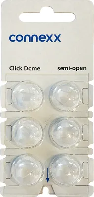 Produktbild von Connexx Click Semi-Open Dome 6-Pack Blister White Hearing Aid Domes Silikón