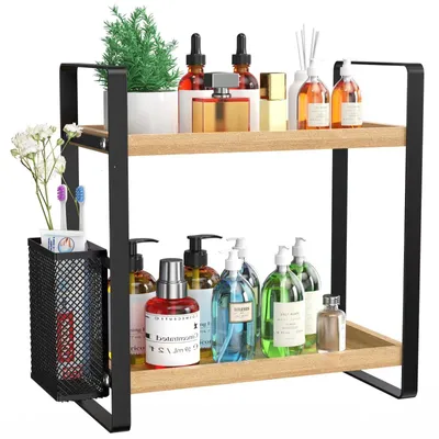 Zdjęcie produktu dla Dwupoziomowy organizer Holz do łazienki i kuchni – wielofunkcyjna półka