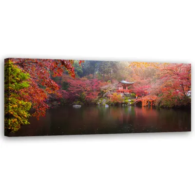 Produktbild von Leinwandbild Japanische Landschaft Natur 120x40 Feeby Rot bild für die wand bereit zum aufhängen