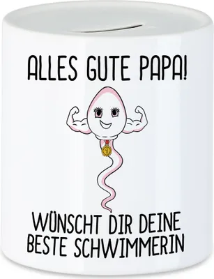 Produktbild von Alles Gute Papa Wünscht Dir Deine Beste Schwimmerin Tasse  Vatertag Lustiges Motiv Sohn Geschenkidee Spardose