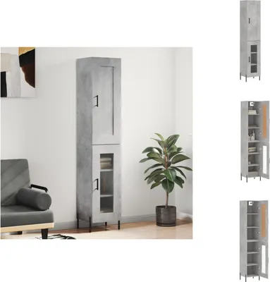 Produktbild von vidaXL Highboard Betongrau 34,5x34x180 cm Holzwerkstoff -  Sideboards