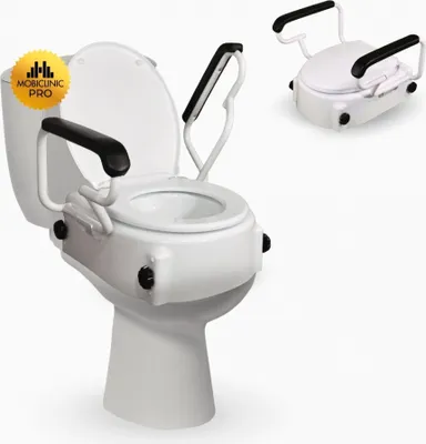 Immagine prodotto di Rialzo per sedile WC con braccioli Mobiclinic 19 cm met Deksel Regolabile in 3 altezze ripiegabile con braccioli ripiegabili Tajo