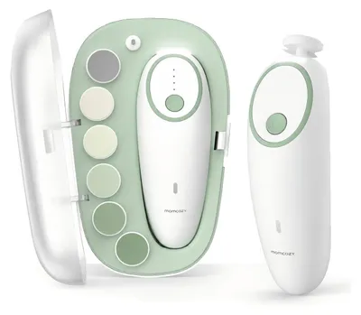 Produktbild von Momcozy Baby Nagelfeile Elektrisch, Sanfter Baby Nageltrimmer Elektrisch Wiederaufladbar, Baby Nagelknipser Elektrisch, 7 Schleifkopf Ersatzpads – Grün
