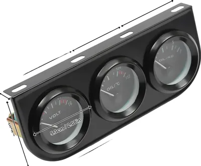 Image de Kit de mesure automobile 3-en-1 : voltmètre, indicateur de température d'huile et manomètre, couleur noire