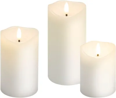 Produktbild von 3er-Set LED-Echtwachskerzen, weiß