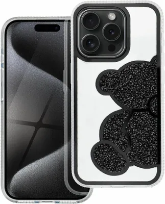 Image de Teddy Bear Étui pour téléphone portable compatible avec iPhone 16 Noir