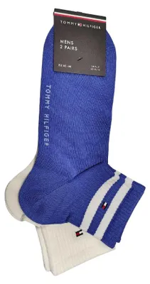 Obrázok produktu pre Tommy Hilfiger – ponožky po členky pre pánov (balenie po 2 páry) NA1080 (43 EU – 47 EU) (modrá/biela)