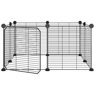 Immagine prodotto di Gabbia per animali domestici a 8 pannelli con porta nera 35x35 cm in acciaio
