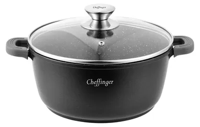 Produktbild von Signature, Antihaft Kochtopf 20 cm mit Glasdeckel und Ergogriffen, Schwarz