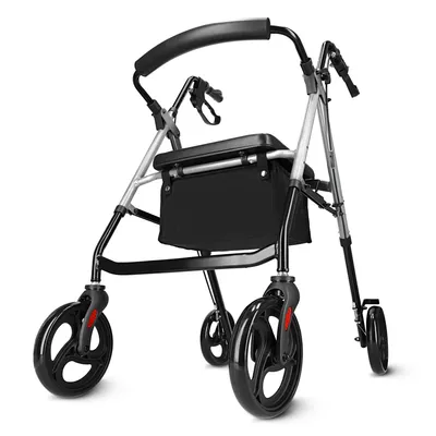 Produktbild von 4FIZJO Rollator, faltbar, Aluminium, Sitz, Tasche, 8 Zoll Räder, bis 136 kg, silber