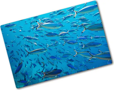 Produktbild von Tulup Glas Herdabdeckplatte - 80x52 cm - Glaskeramikkochfeld-Abdeckung Spritzschutz Glasabdeckplatte - Einteilig - Tiere - Korallenfisch - Blau