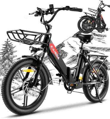 Obrázek produktu pro Skládací 20palcové elektrokolo Fatbike - 36V20,8Ah dvojitá baterie, dojezd 90 km a zatížení 150 kg | Skládací 20palcová pneumatika Fatbike na sníh, do města, na pláž - 33 kg