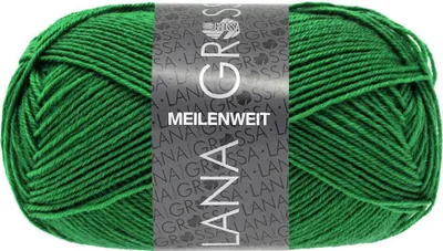 A ball of green yarn with a label.