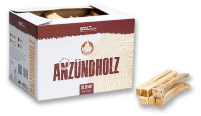 Produktbild von Anzündholz aus Fichte, trocken und feingespalten, 24,5dm³ im Karton für Kamin, Ofen & Grill