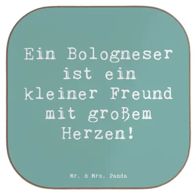 Produktbild von Mr. & Mrs. Panda Untersetzer Glas Spruch Bologneser Herzfreund - Meeresbrise - Geschenk, Hunderasse, Tassenuntersetzer, Gläser, Hunderassen Vielfalt, Hund, kleiner Freund