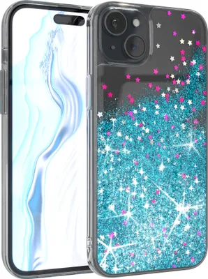 Produktbild von EAZY CASE - Glitzer Hülle kompatibel mit Apple iPhone 15 Plus Glitzer Schutzhülle, Soft Case, Backcover Transparent mit Motiv