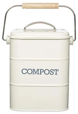 Produktbild von KitchenCraft Living Nostalgie Küchenkompostbehälter aus Metall, Creme antik, 16,5 x 12 x 24 cm