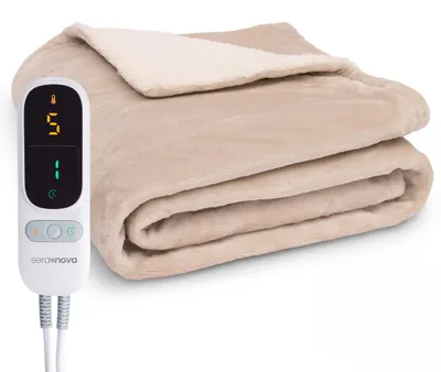 Produktbild von Seranova Heizdecke 3XL 200x180 cm - Extra Heizdrähte - Fleece & Sherpa - 9 Heizstufen - Abschaltautomatik - waschbar - Beige