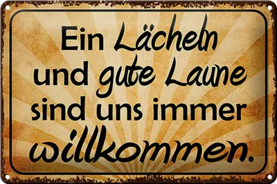 Produktbild von Blechschild Spruch 30x20cm Lächeln gute Laune willkommen