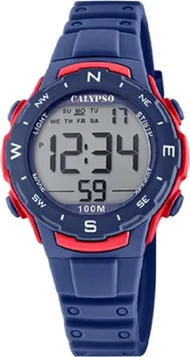 Image de Calypso Montre digitale unie K5801/4 montre-bracelet en plastique bleu foncé UK5801/4