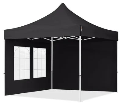 Obrázek produktu pro Nůžkový stan 3x3 m, ocel, vč. 2 bočnic černá