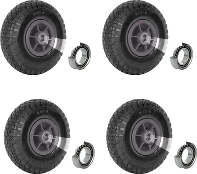 Produktbild von 4x Sackkarrenrad Luftrad 260x85 mm 3.00-4 60 mm versetze Nabe Ø 20 mm grau robustes 4 PR Gewebe
