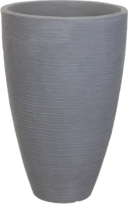 Produktbild von XL Rillen Blumenkübel rund 60 x 40 cm - grau - Moderner Pflanzkübel für Außen