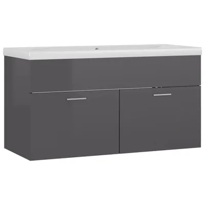 Immagine prodotto di vidaXL Mobiletto con lavabo incorporato grigio lucido