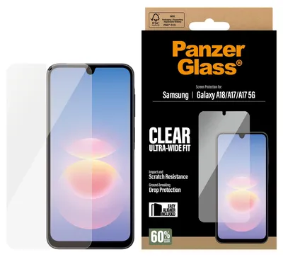 Productafbeelding van PanzerGlass Ultra-Wide Fit Anti-Bacterial Screenprotector incl. applicator voor de Samsung Galaxy A18 (4G)