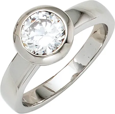 Produktbild von JOBO Damen Ring 925 Sterling Silber rhodiniert 1 Zirkonia Silberring Größe 62
